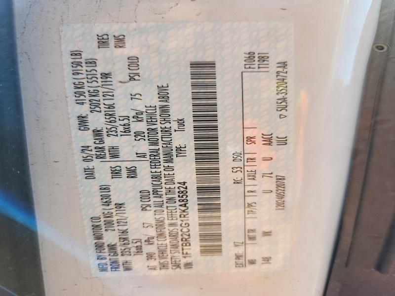 Aukcja sprzedaży 2024 Ford Transit, vin: 1FTBR2CG1RKA85824, numer aukcji: 49800836