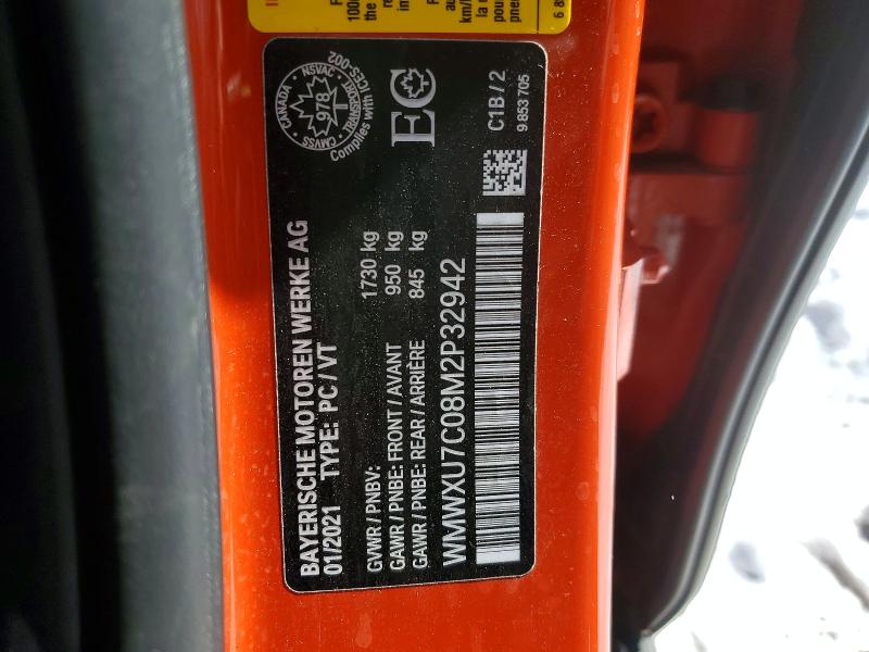 48614986 :رقم المزاد ، WMWXU7C08M2P32942 vin ، 2021 Mini Cooper مزاد بيع