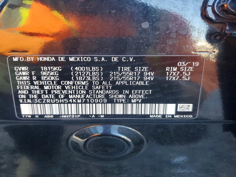 Продаж на аукціоні авто 2019 Honda Hr-v, vin: 3CZRU5H54KM710909, номер лоту: 50183506