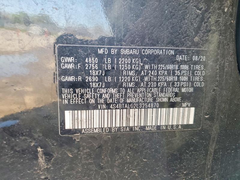 48751416 :رقم المزاد ، 4S4BTALC2L3254870 vin ، 2020 Subaru Outback مزاد بيع