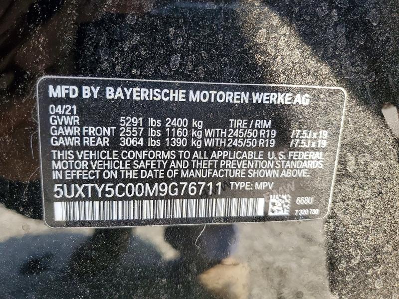 Продаж на аукціоні авто 2021 Bmw X3, vin: 5UXTY5C00M9G76711, номер лоту: 50624976