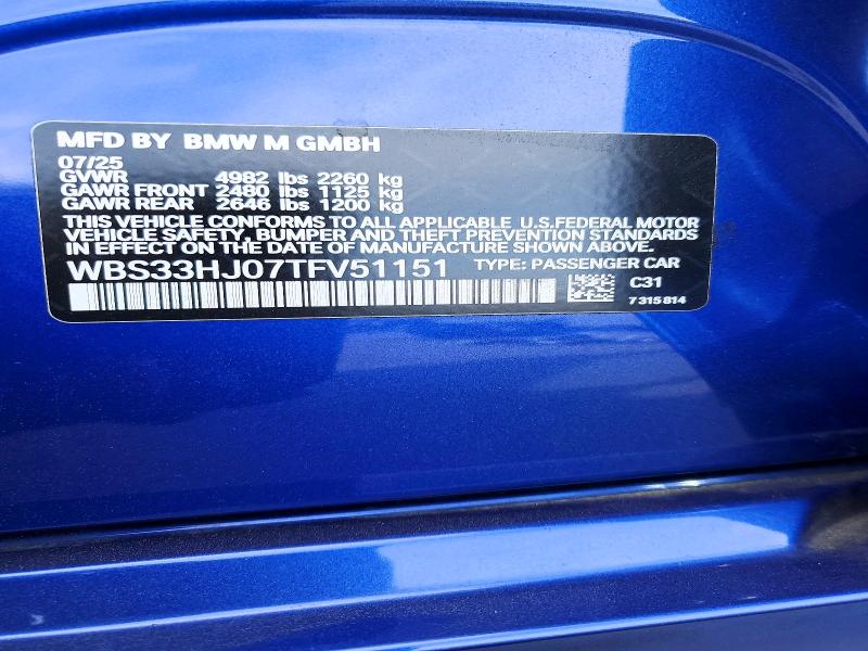 Aukcja sprzedaży 2026 Bmw M3, vin: WBS33HJ07TFV51151, numer aukcji: 49636126