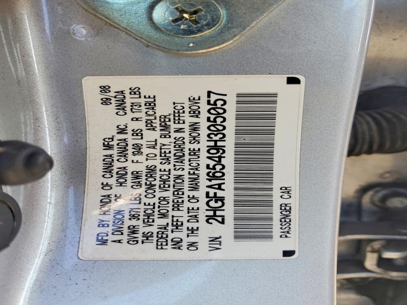 2009 Honda Civic მანქანა იყიდება აუქციონზე, vin: 2HGFA16549H305057, აუქციონის ნომერი: 49079176