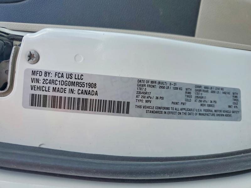 51833276 :رقم المزاد ، 2C4RC1DG0MR551908 vin ، 2021 Chrysler Voyager مزاد بيع