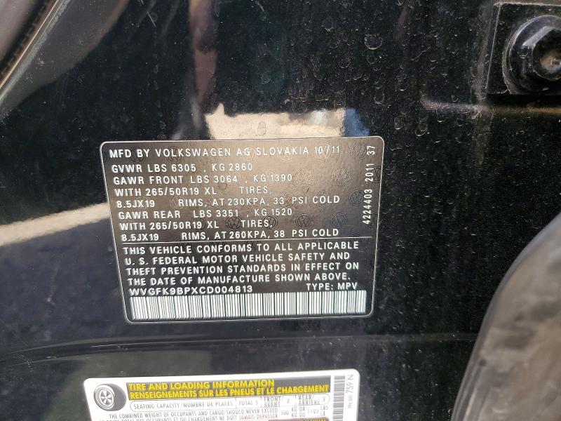 Aukcja sprzedaży 2012 Volkswagen Touareg, vin: WVGFK9BPXCD004813, numer aukcji: 49419216