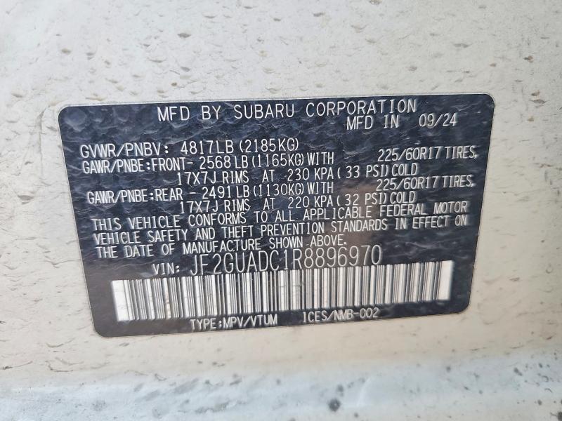 Aukcja sprzedaży 2024 Subaru Crosstrek, vin: JF2GUADC1R8896970, numer aukcji: 49160596