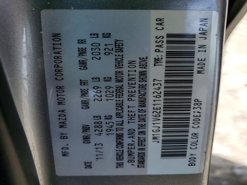 2014 Mazda 6 მანქანა იყიდება აუქციონზე, vin: JM1GJ1V62E1162437, აუქციონის ნომერი: 49250056