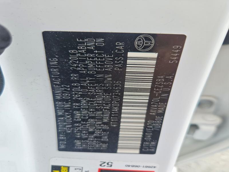49342356 :رقم المزاد ، 4T1T11AK0PU734636 vin ، 2023 Toyota Camry مزاد بيع