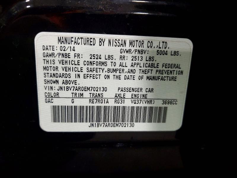 Aukcja sprzedaży 2014 Infiniti Q50, vin: JN1BV7AR0EM702130, numer aukcji: 49476396