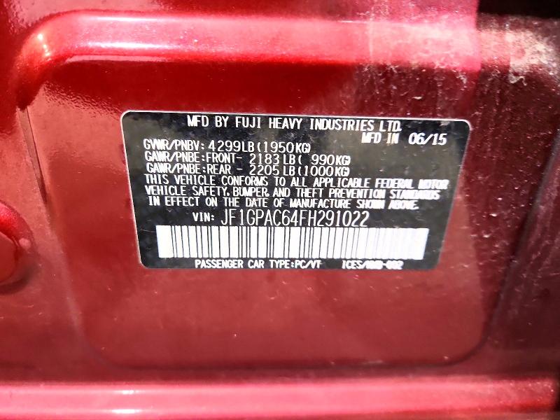 Продажа на аукционе авто 2015 Subaru Impreza, vin: JF1GPAC64FH291022, номер лота: 51720996