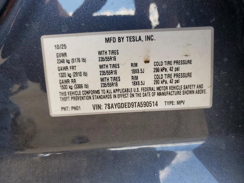 Продаж на аукціоні авто 2026 Tesla Model Y, vin: 7SAYGDED9TA590514, номер лоту: 50012436