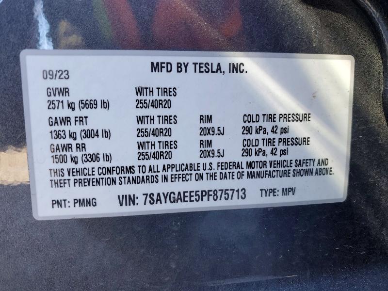 Aukcja sprzedaży 2023 Tesla Model Y, vin: 7SAYGAEE5PF875713, numer aukcji: 49255526