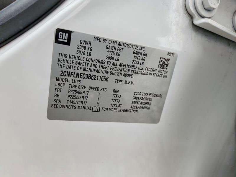 2011 Chevrolet Equinox მანქანა იყიდება აუქციონზე, vin: 2CNFLNEC9B6211656, აუქციონის ნომერი: 51573486
