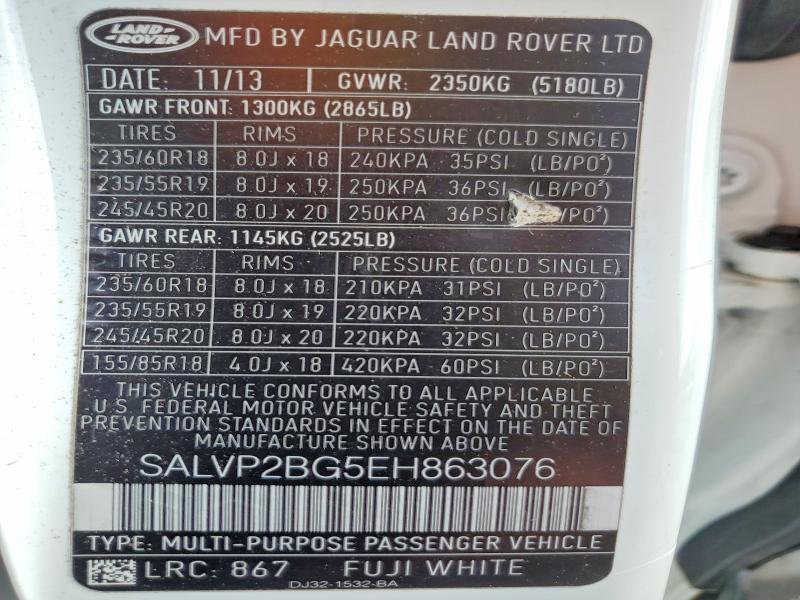 Aukcja sprzedaży 2014 Land Rover Range Rover Evoque, vin: SALVP2BG5EH863076, numer aukcji: 50456496