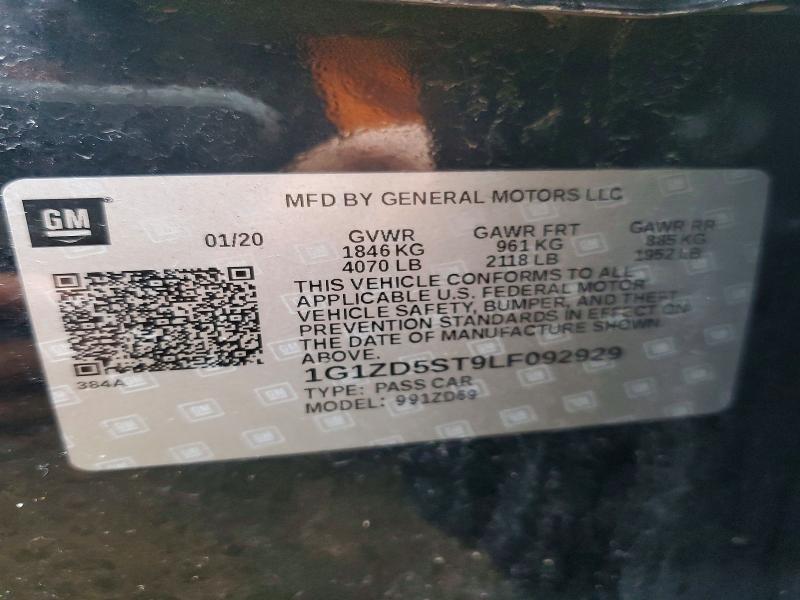 Aukcja sprzedaży 2020 Chevrolet Malibu, vin: 1G1ZD5ST9LF092929, numer aukcji: 49792606