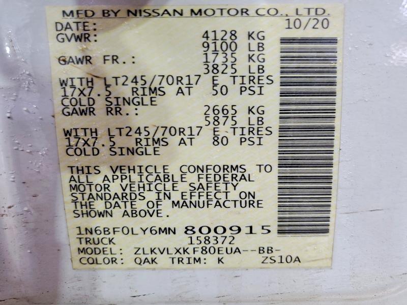 Продажа на аукционе авто 2021 Nissan Nv, vin: 1N6BF0LY6MN800915, номер лота: 49422776