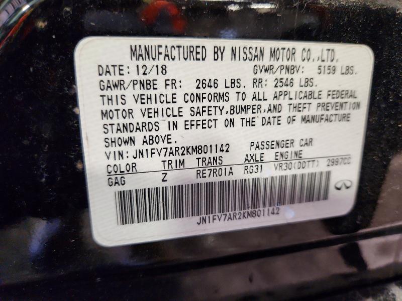 Продаж на аукціоні авто 2019 Infiniti Q50, vin: JN1FV7AR2KM801142, номер лоту: 49016536