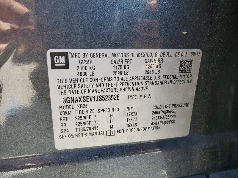 Продажа на аукционе авто 2018 Chevrolet Equinox, vin: 3GNAXSEV1JS523528, номер лота: 50496076