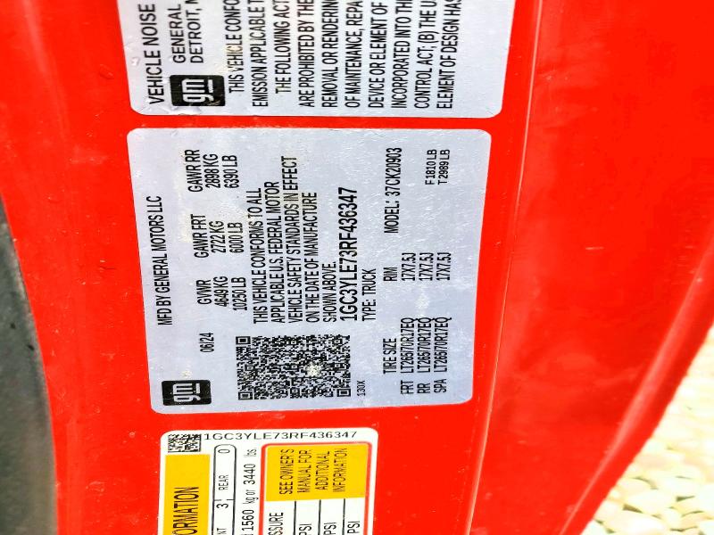 Продаж на аукціоні авто 2024 Chevrolet Silverado, vin: 1GC3YLE73RF436347, номер лоту: 48619716