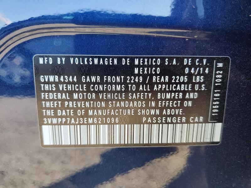 Продажа на аукционе авто 2014 Volkswagen Jetta, vin: 3VWPP7AJ3EM621096, номер лота: 49328746