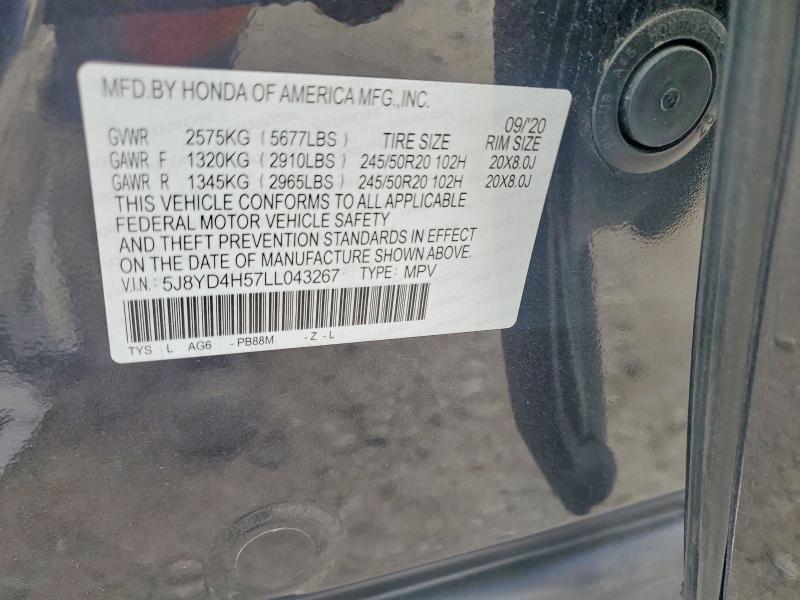 Продажа на аукционе авто 2020 Acura Mdx, vin: 5J8YD4H57LL043267, номер лота: 50702536