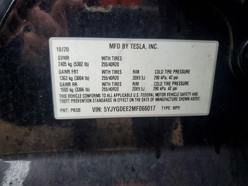 Aukcja sprzedaży 2021 Tesla Model Y, vin: 5YJYGDEE2MF066017, numer aukcji: 48063526