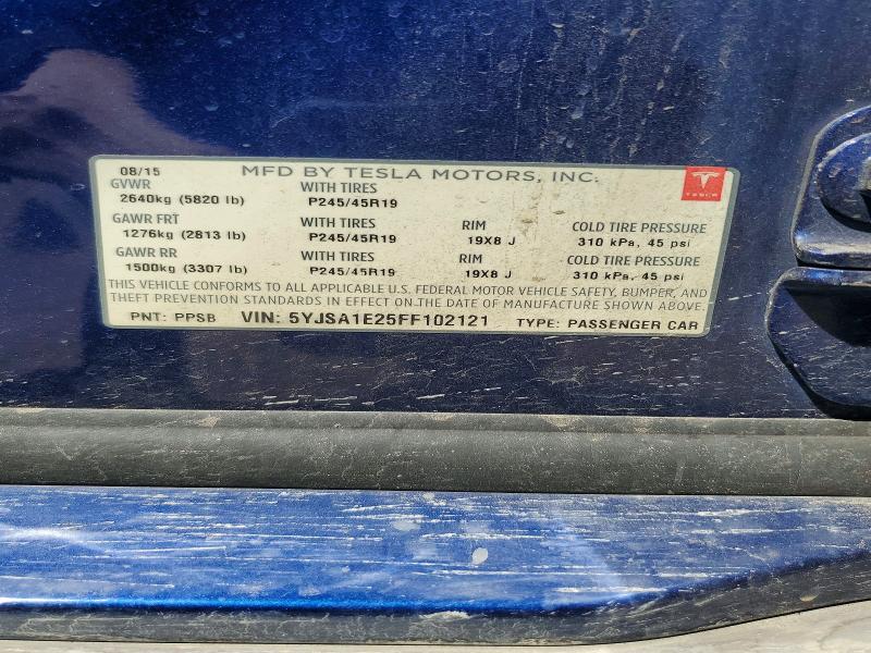 Aukcja sprzedaży 2015 Tesla Model S, vin: 5YJSA1E25FF102121, numer aukcji: 51403236