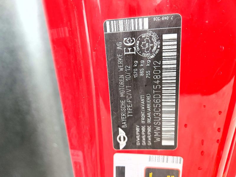 Aukcja sprzedaży 2013 Mini Cooper, vin: WMWSU3C56DT548012, numer aukcji: 49609366