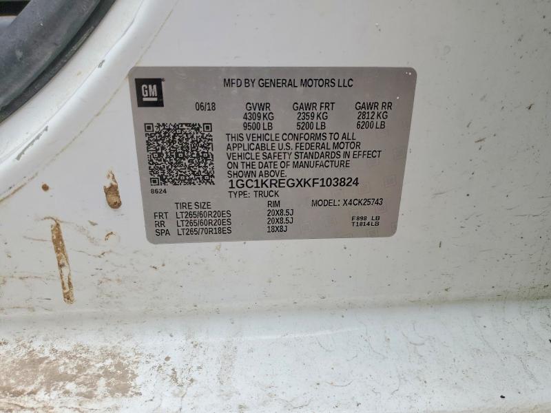 51446316 :رقم المزاد ، 1GC1KREGXKF103824 vin ، 2019 Chevrolet Silverado مزاد بيع