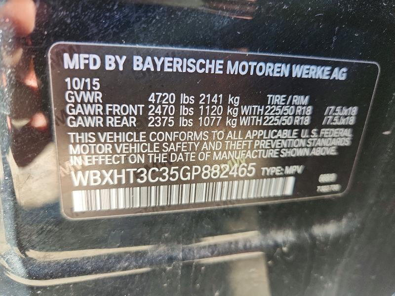 2016 Bmw X1 მანქანა იყიდება აუქციონზე, vin: WBXHT3C35GP882465, აუქციონის ნომერი: 50266396