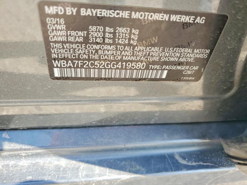 Aukcja sprzedaży 2016 Bmw 750, vin: WBA7F2C52GG419580, numer aukcji: 50400096