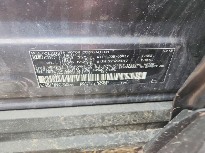 49814536 :رقم المزاد ، JTMH1RFV2KD011133 vin ، 2019 Toyota Rav4 مزاد بيع