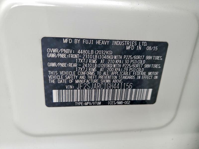 2016 Subaru Forester მანქანა იყიდება აუქციონზე, vin: JF2SJARC1GH441156, აუქციონის ნომერი: 50526656
