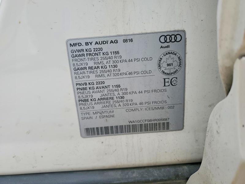 50816776 :رقم المزاد ، WA1GCCFS6HR005687 vin ، 2017 Audi Q3 مزاد بيع