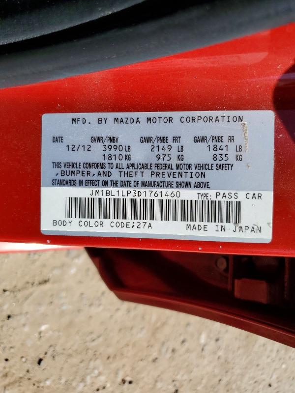 2013 Mazda 3 მანქანა იყიდება აუქციონზე, vin: JM1BL1LP3D1761460, აუქციონის ნომერი: 48660636