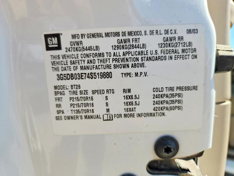 50851636 :رقم المزاد ، 3G5DB03E74S519880 vin ، 2004 Buick Rendezvous مزاد بيع