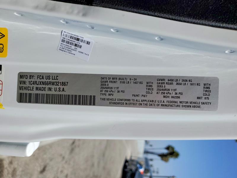 2024 Jeep Wrangler მანქანა იყიდება აუქციონზე, vin: 1C4RJXN66RW321867, აუქციონის ნომერი: 51791576