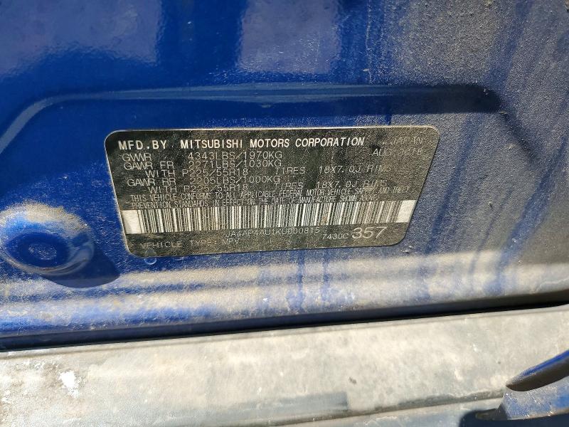50781806 :رقم المزاد ، JA4AP4AU1KU000815 vin ، 2019 Mitsubishi Outlander Sport مزاد بيع