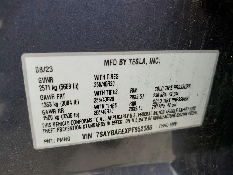 Продажа на аукционе авто 2023 Tesla Model Y, vin: 7SAYGAEEXPF852086, номер лота: 48297396