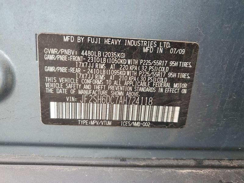 Aukcja sprzedaży 2010 Subaru Forester, vin: JF2SH6DC7AH724118, numer aukcji: 50793476