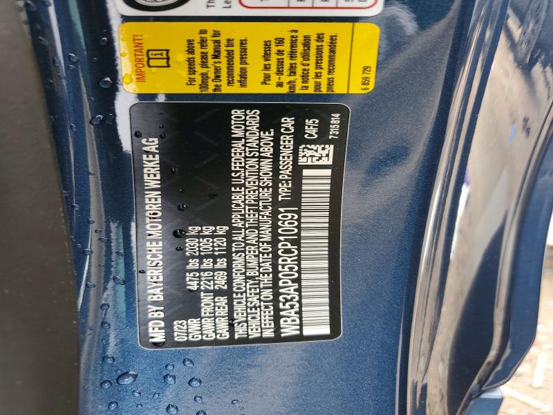 49185176 :رقم المزاد ، WBA53AP05RCP10691 vin ، 2024 Bmw 430i مزاد بيع