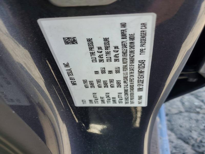 2022 Tesla Model 3 მანქანა იყიდება აუქციონზე, vin: 5YJ3E1EA1NF102549, აუქციონის ნომერი: 49736806