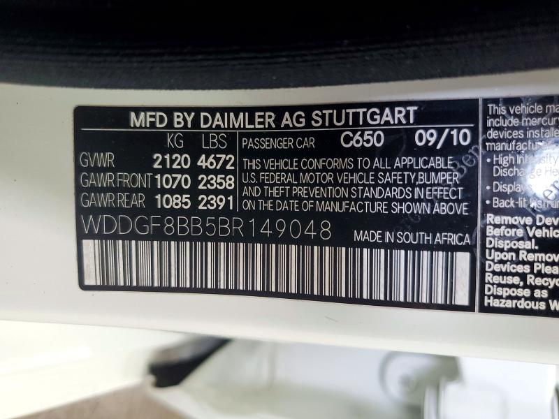 Продажа на аукционе авто 2011 Mercedes-benz C, vin: WDDGF8BB5BR149048, номер лота: 51311206