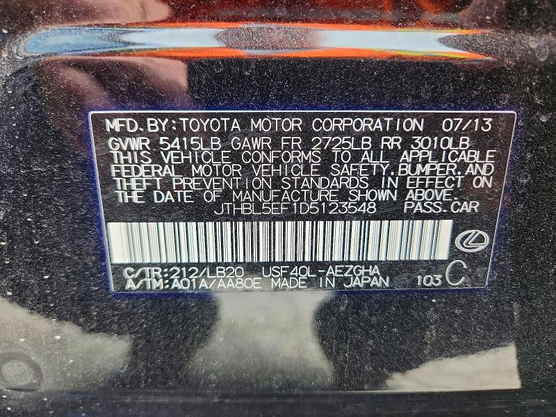 Продажа на аукционе авто 2013 Lexus Ls, vin: JTHBL5EF1D5123548, номер лота: 49234166