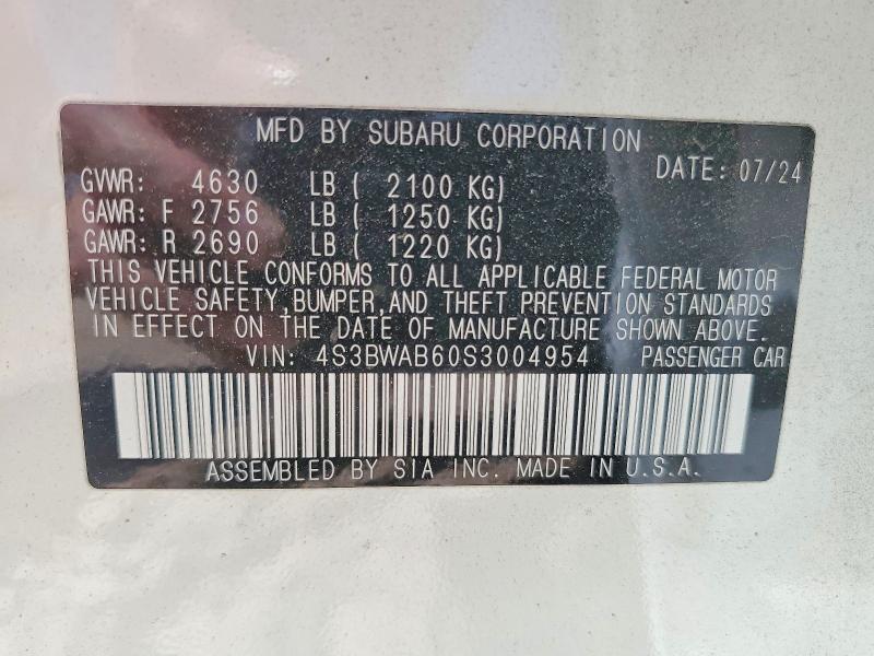 Продажа на аукционе авто 2025 Subaru Legacy, vin: 4S3BWAB60S3004954, номер лота: 50771796