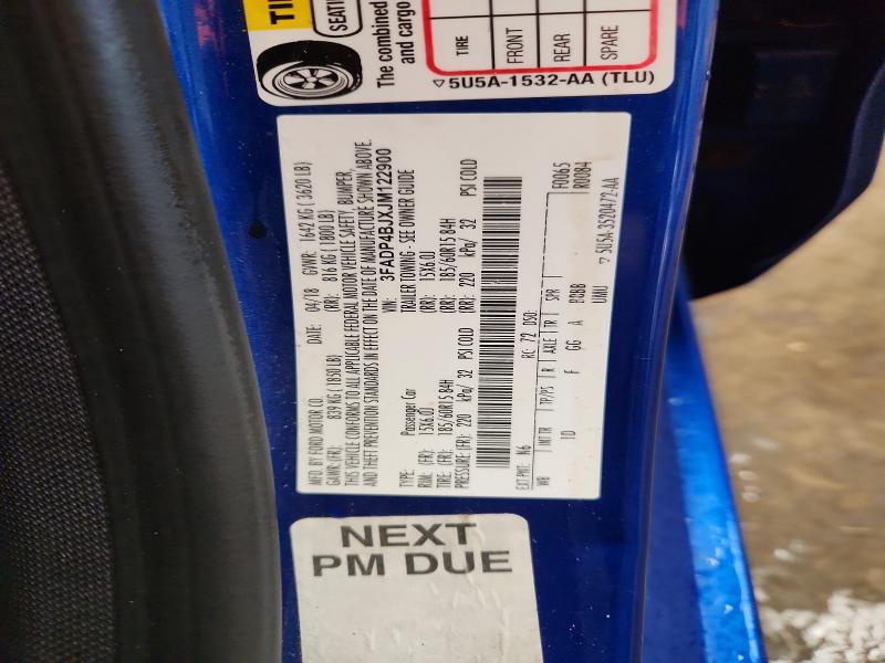 2018 Ford Fiesta მანქანა იყიდება აუქციონზე, vin: 3FADP4BJXJM122900, აუქციონის ნომერი: 51012496