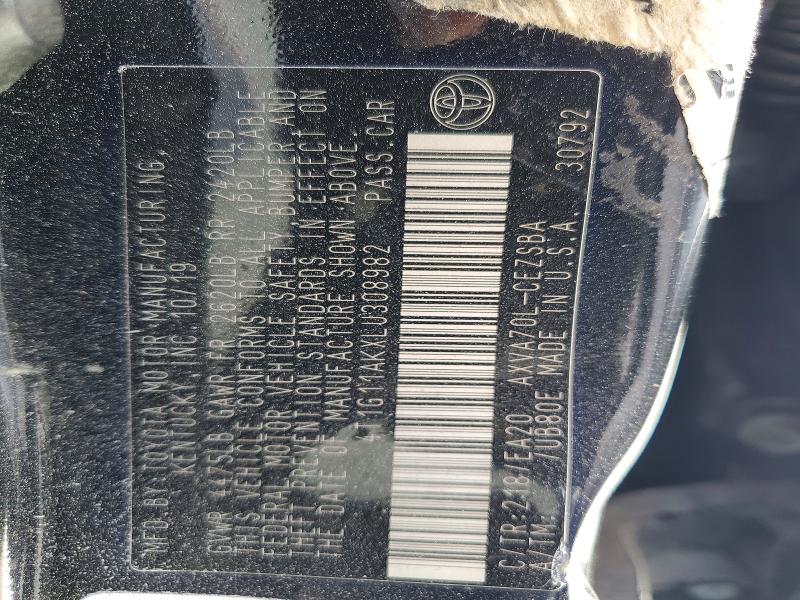 49631546 :رقم المزاد ، 4T1G11AKXLU308982 vin ، 2020 Toyota Camry مزاد بيع