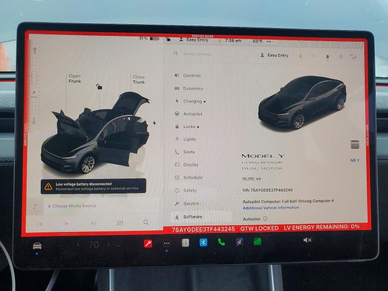 Aukcja sprzedaży 2026 Tesla Model Y, vin: 7SAYGDEE3TF443245, numer aukcji: 49277686