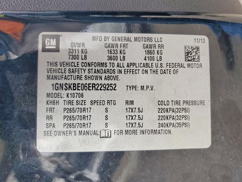 Aukcja sprzedaży 2014 Chevrolet Tahoe, vin: 1GNSKBE06ER229252, numer aukcji: 50679396