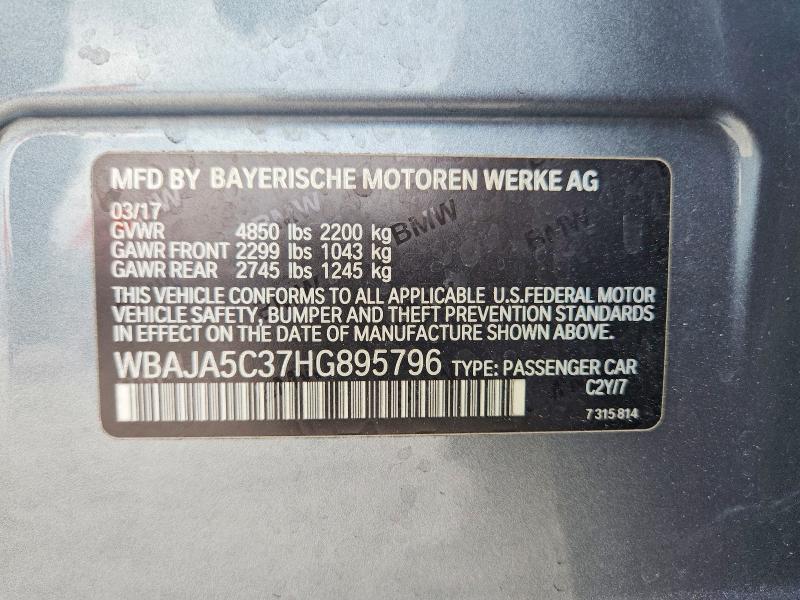 Aukcja sprzedaży 2017 Bmw 530, vin: WBAJA5C37HG895796, numer aukcji: 48288756